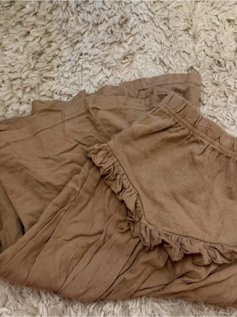Free People Tan A-Line Ruffle Tiered Skirt
